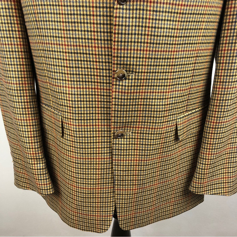 Hart Schaffner Marx Gold Trumpeter Blazer Sz 41L Loro Piana Houndstooth Cashmere - Picture 3 of 13